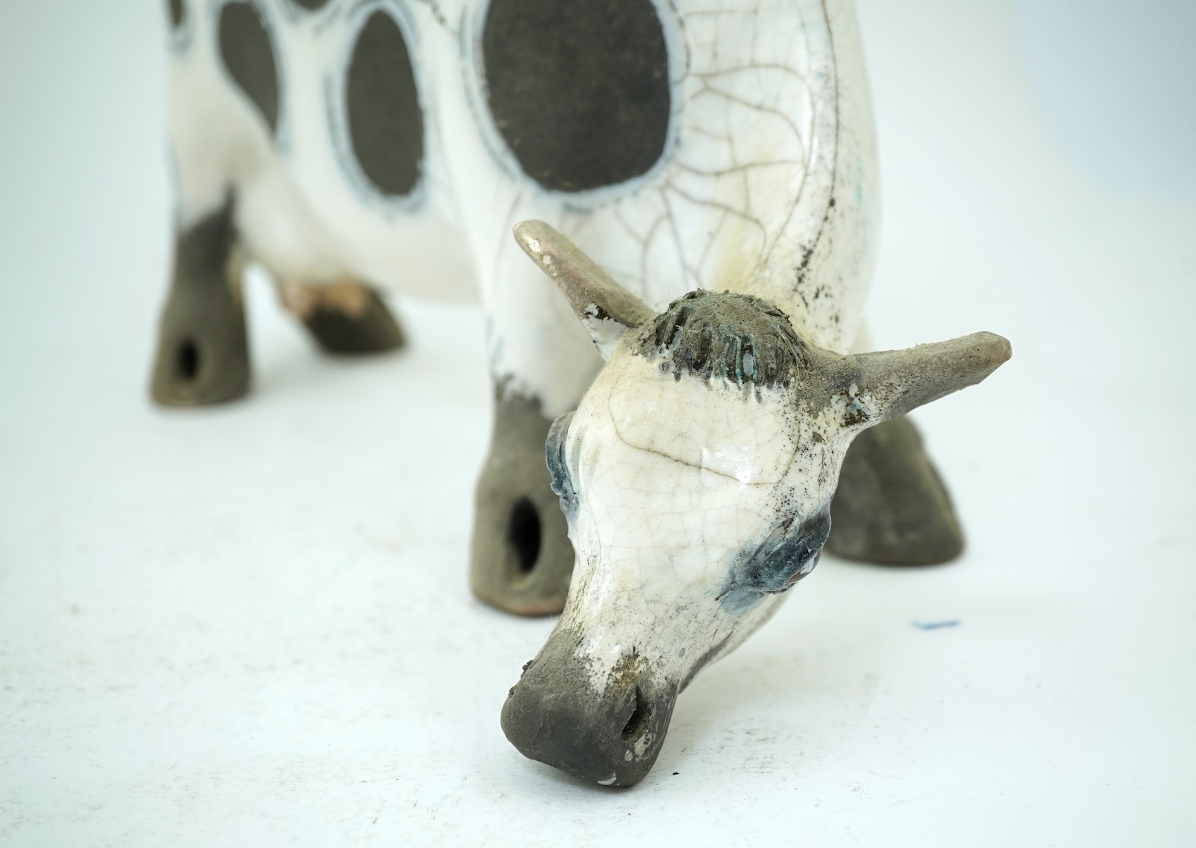 Lawson E Rudge (b. 1936): A raku fired pottery cow